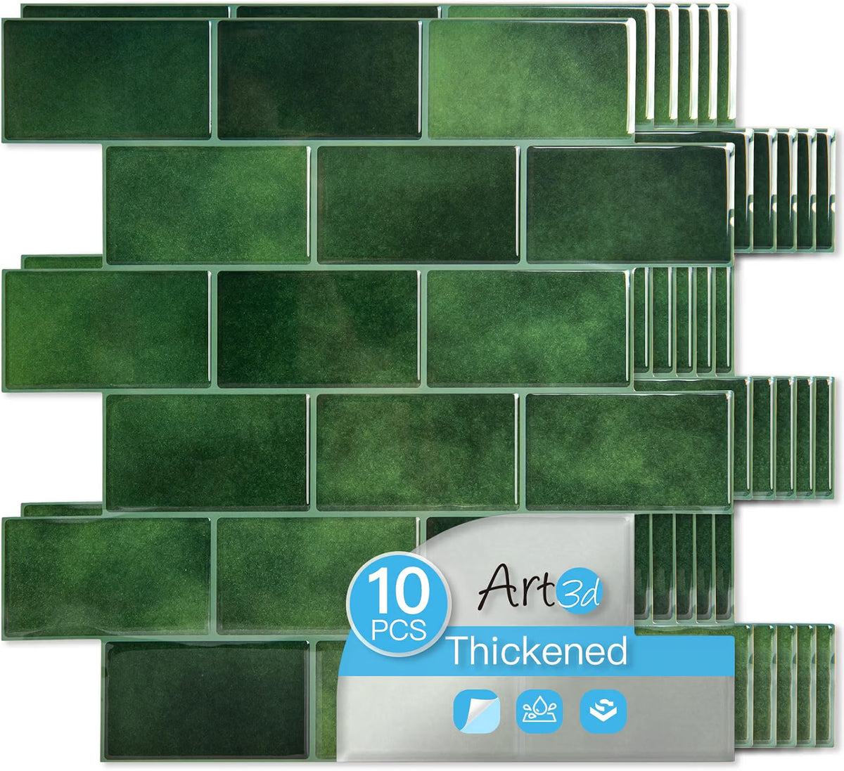 Art3d 10-Pack Subway Tiles Peel and Stick Backsplash, White, 12 x 12 Inch