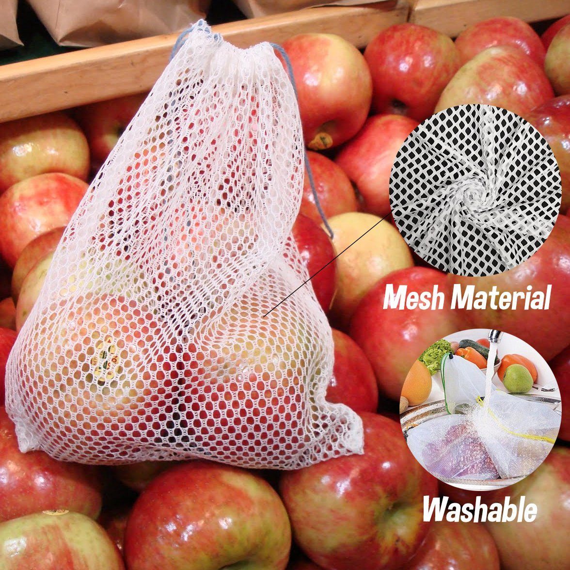 Waste Free Reusable Produce Bags(12PCS)